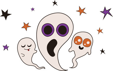 Obraz premium Halloween Holiday Cute Ghost Icon Element