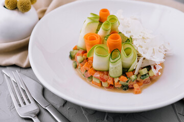 vegetable tartar of cucumber, carrot and tomato
