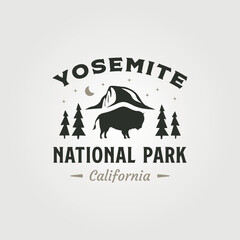 vector of yosemite national park logo vintage symbol illustration design, outdoor logo design - obrazy, fototapety, plakaty