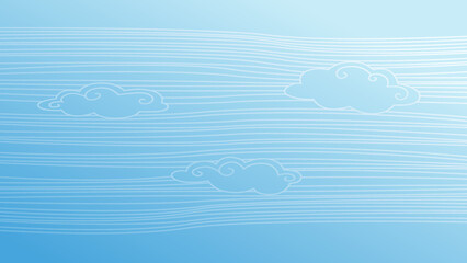Abstract blue sky line background. Vector gradient template with cloud.