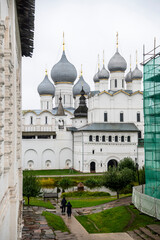 fragments of the ancient Kremlin and the white stone cathedral of Rostov the Great