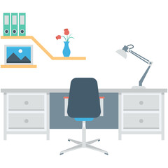 Office Desk Vector Icon 