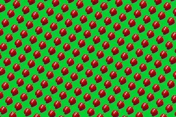 red sweet pepper pattern on green background pop art design