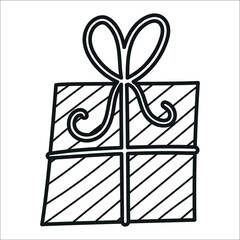 Christmas gift with stripped paper and bow, Christmas clipart
