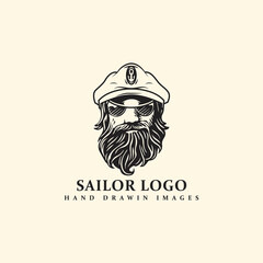 Captain character logo. sailor logo template.