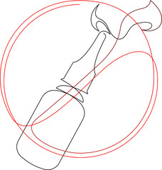 Nasal spray prohibition sign. Continuous line drawing. Vector illustration.