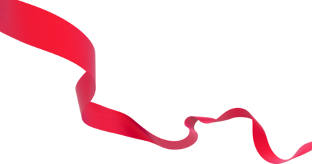 Smooth red ribbon isolated on transparent background. 3d render