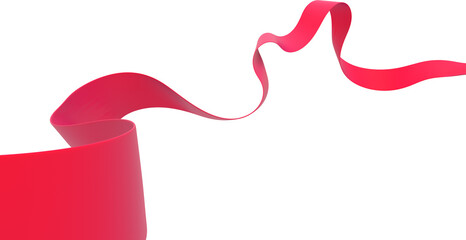Red ribbon isolated on transparent background. 3d render