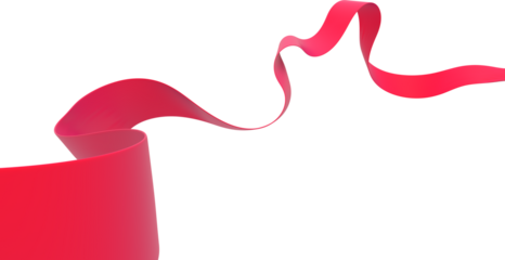Red ribbon isolated on transparent background. 3d render