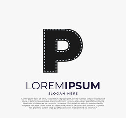 letter P logo for strip film vector illustration and white background