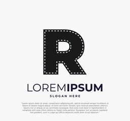 letter R logo for strip film vector illustration and white background