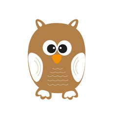 vector illustration of a cute brown owl on a white background
