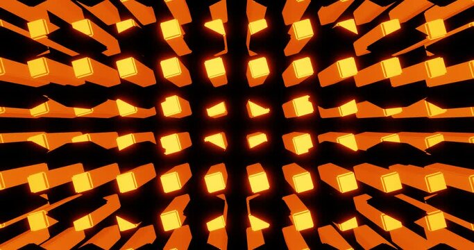 3d render with orange rectangles on black