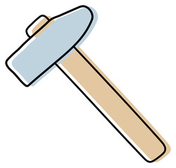 Hammer sketch. Construction tool. Color instrument illustration