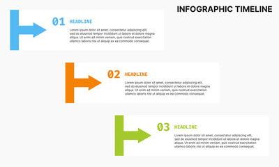 Business infographic timeline with arrow. Business infographic template. Presentation infographics template with timeline process. Infographic timeline process.