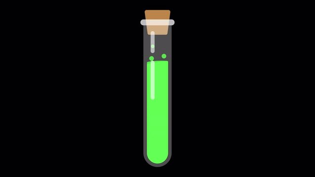 Looped animation which is shown: Laboratory ware, Flask, Potion, Conical flask, Erlenmeyer, Round bottom flask, Florence flask, Beaker, Falcon, Test tube
