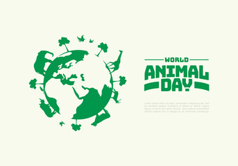 World animal day with animal on globe earth background celebrated on october 4.