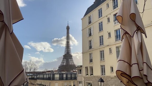 Paris Eiffel Tower at sunset with clouds
France paris Eiffel Tower, December 2021
