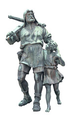 Isolated image of William Tell and his son, no background