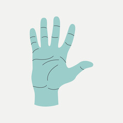 Obraz premium Set of gestures colourful human hands counting. Fingers expressing the numbers 5. Showing fingers to count from one to five. Voting and pointing, hi-five, number one finger, election vote.
