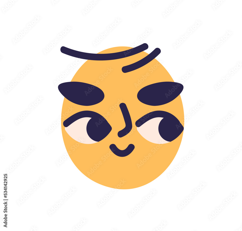 Poster curious face avatar, emoji with interested excited facial expression, emotion. funny comic abstract 