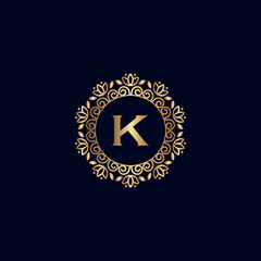 GOLD ROYAL LOGO BEAUTY LUXURY LETTER K
