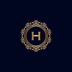 GOLD ROYAL LOGO BEAUTY LUXURY LETTER H