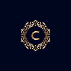 GOLD ROYAL LOGO BEAUTY LUXURY LETTER C