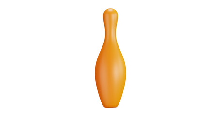 3D cartoon user interface illustration of a bowling pin icon on an isolated background. With studio lighting and a gradient colourful texture. 3D rendering