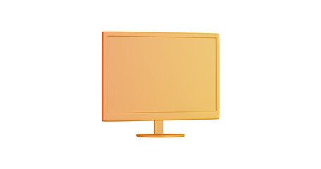 3D cartoon user interface illustration of a computer screen or monitor icon on an isolated background. With studio lighting and a gradient colourful texture. 3D rendering