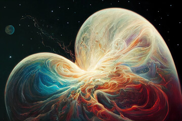 Galaxy Nubula Romantic Love Creative Landscape Illustration