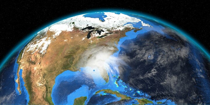 Hurricane Ian in Florida. Earth seen from space. Extremely detailed and realistic high resolution 3D illustration. Elements of this image have been furnished by NASA.