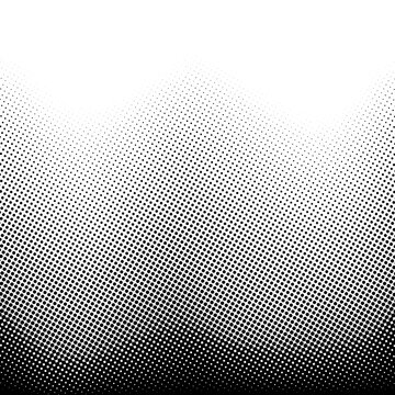 Halftone gradient background. Grunge halftone pop art texture with vanishing effect. White and black faded grainy wallpaper. Retro vector backdrop 