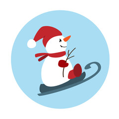 Showman on a sleigh vector illustration. Cartoon character for postcard, banner, poster, print clothing.