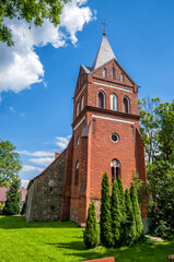 Fototapeta na wymiar Mary Queen of the Holy Rosary Church in Bezrzecze, West Pomeranian Voivodeship, Poland.