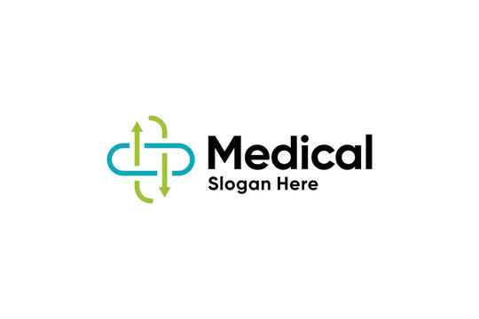 Medical clinic arrow pharmaceutical logo template