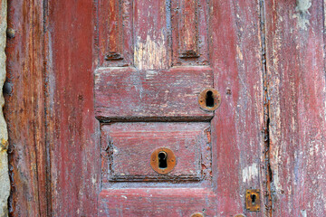 Detail of an old wooden door