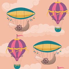 seamless pattern with air ship