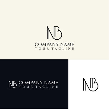 Monogram alphabet letters NB or BN logo icon vector