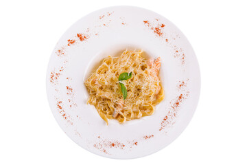 pasta tagliatelle with salmon and parmesan cheese