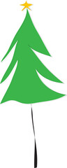 Hand drawn doodle Christmas pine tree.