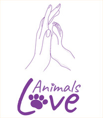 Animals love. Dog and cat vector poster