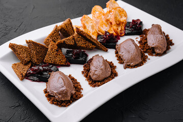 Liver pate with onion marmalade jam confiture