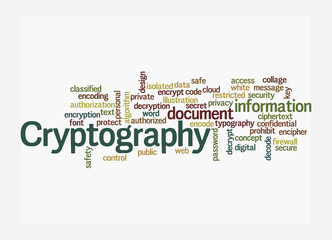 Word Cloud with CRYPTOGRAPHY concept, isolated on a white background