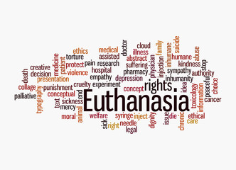 Word Cloud with EUTHANASIA concept, isolated on a white background