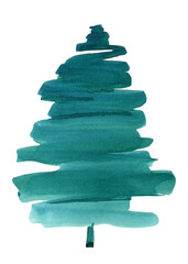 Christmas tree, modern design. For printed materials - flyers, posters, cards. Hand drawn