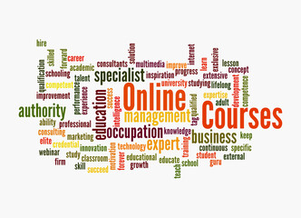 Word Cloud with ONLINE COURSES concept, isolated on a white background