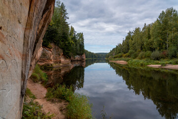Fototapeta na wymiar Eagle Cliffs - Autumn nature in Latvia. Gaujas national park