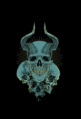 Skulls with horn and light illustration