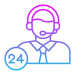 24 Hours Support Line Gradient Icon
